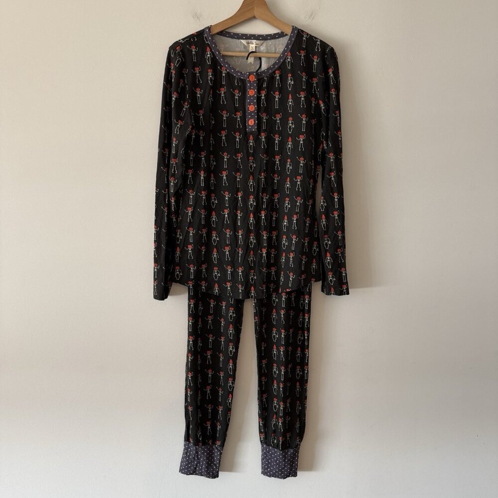Matilda Jane Pajama Set Pants Long Sleeve Top XL Skeleton Halloween Pumpkin Boho